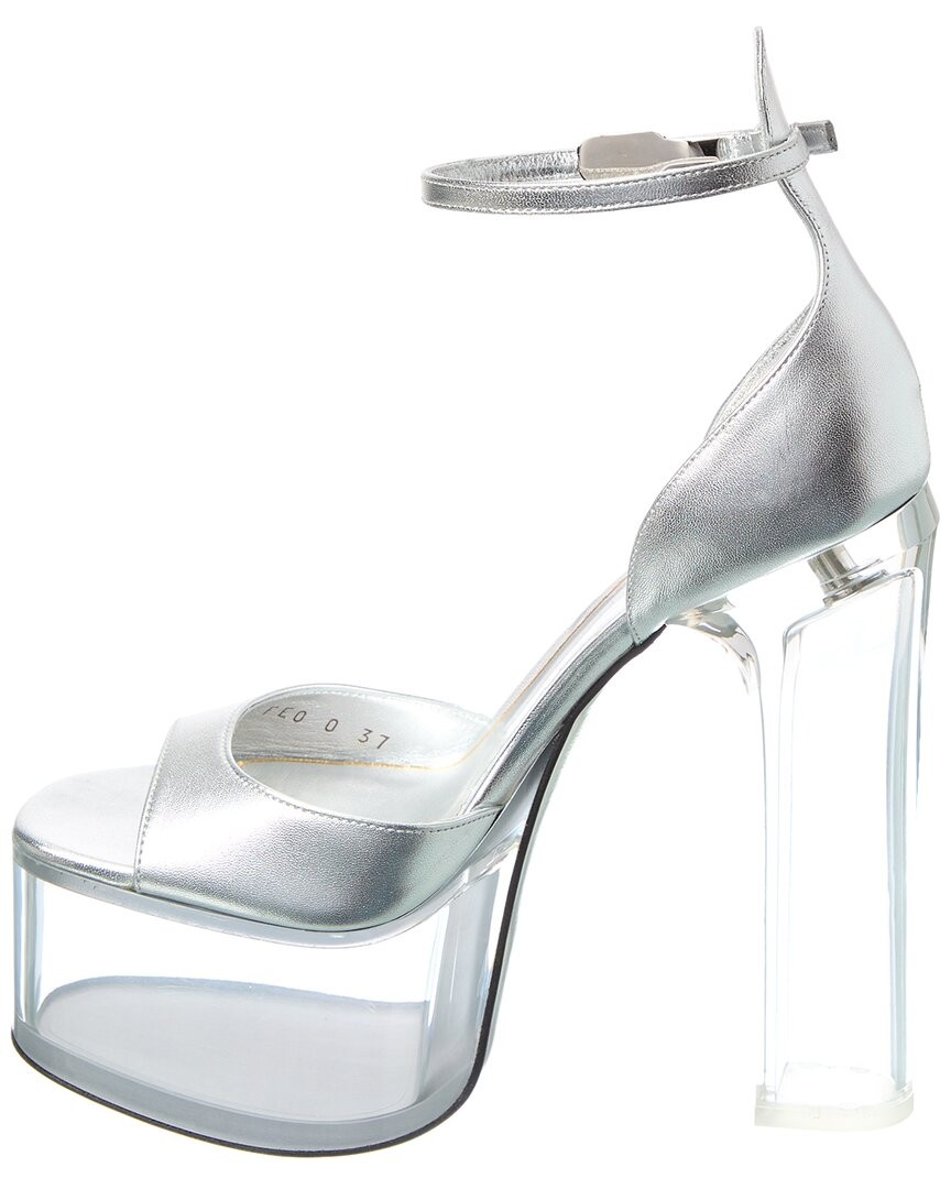 Valentino Vlogo 155 Leather Platform Sandal Women's Silver 40 thumbnail 2