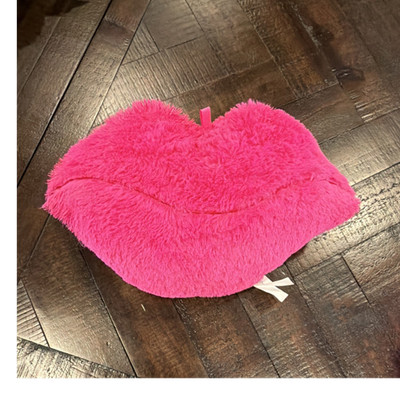 Pink Plush Lips Decorative Pillow for Bedroom or Living Room, Novelty Romantic