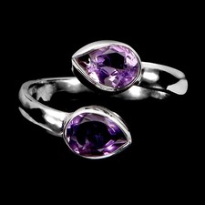 925 Sterling Silver Ring Pear Amethyst 7x5mm Natural Gemstone Jewelry Size 8