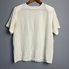 Kathie Lee Vintage 80s Beige Secretary Blouse Top Size 12 Short Sleeve USA Made