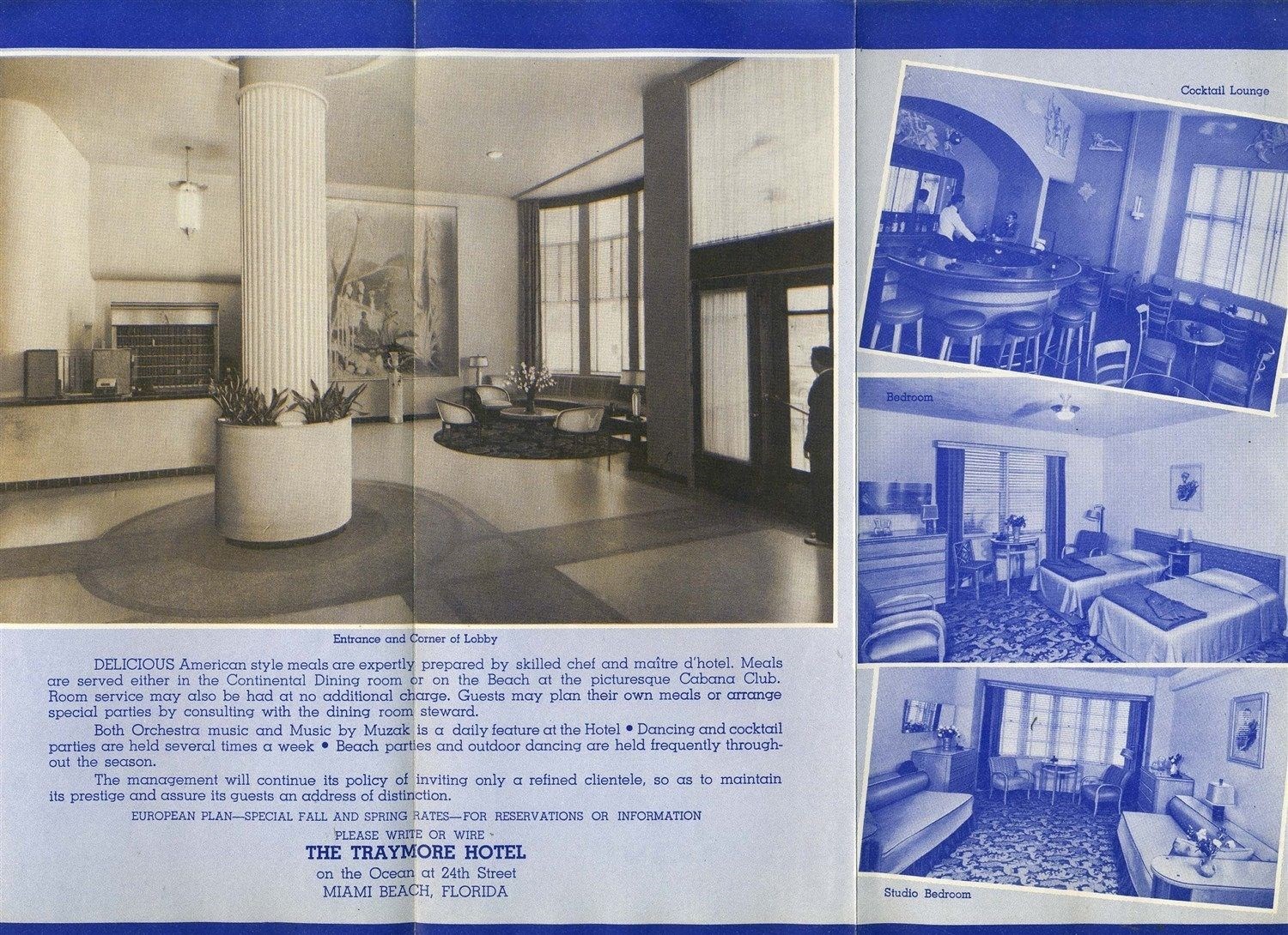 The Traymore Hotel Brochure Miami Beach Florida 1930's Art Deco 