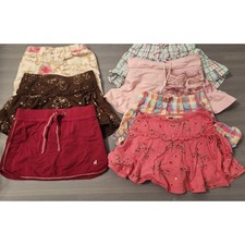 Girls Skirt Skort Bundle Lot of 6 Faded Glory Floral Plaid Pink Red Size XS 4/5
