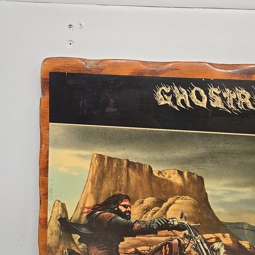 Vintage 18,5"x15,5" David Mann Easyrider Ghost Rider Harley Wanduhr selten ohne Uhr - Bild 5 von 10