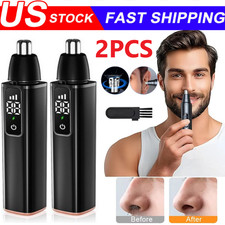 2x Ear and Nose Hair Trimmer with LED indicator USB Rechargeable Water Resistant