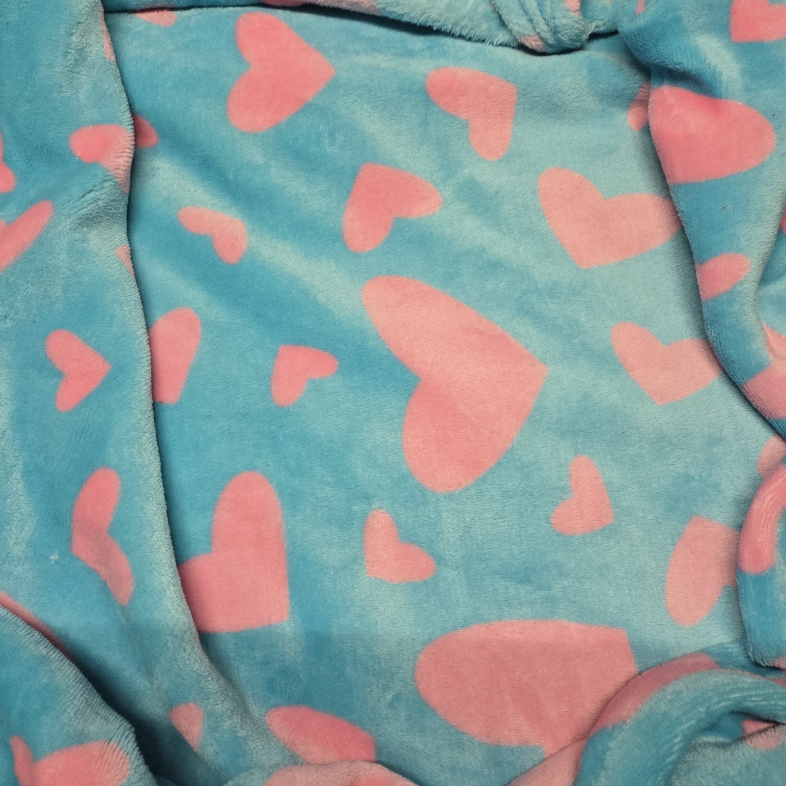 Build A Workshop Hooded Towel Wrap 28 In Wide 48 In Long Blue/pink Hearts