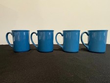 Vintage Corning Ware Blue Coffee Mugs Cups 10oz Set of 4 USA Retro