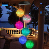 Solar Windspiel Garten 6 Led Kugel Farbwechsel Wasserfest Dekoration Balkon Hof