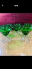 8 Vintage Anchor Hocking Forest Green Berwick Pattern Champagne Goblet Glasses