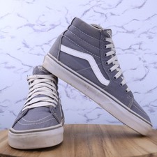 Vans Classic Sk8-Hi Gray White Athletic Skateboard Canva Shoe Sneaker Women Sz 8