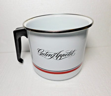 Enamel Stock Pot White With Handle German Vintage 5" Tall