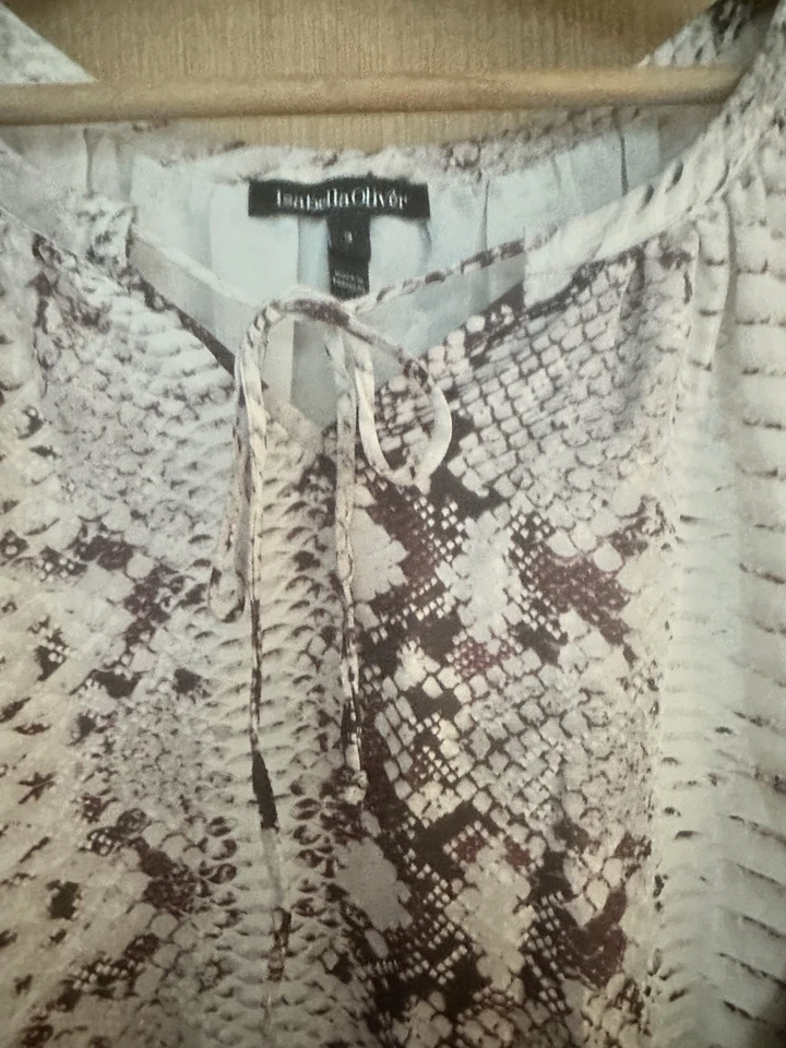 Isabella Oliver шелк животных печати кремовый и коричневый с подкладкой размер 3 платье носили один раз - Изображение 4 из 4