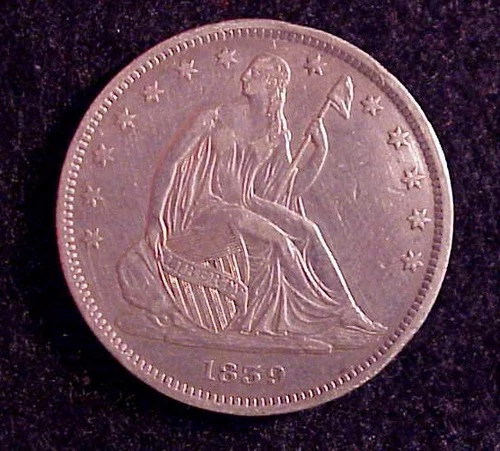 1839 Seated Liberty US Silver Half Dollar in higher VF plus Grade