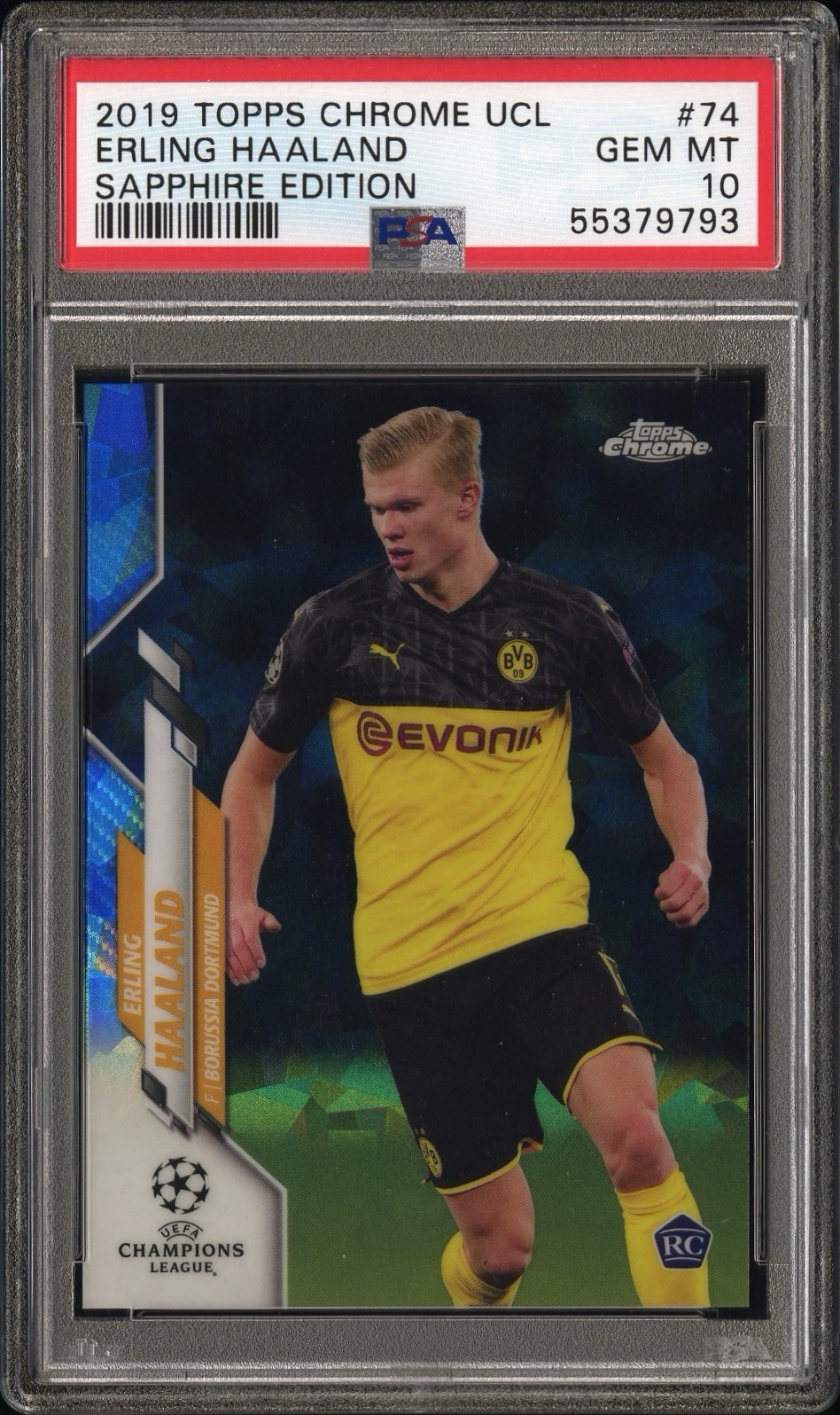 Erling Haaland 2019 Topps Chrome UEFA Champions League Sapphire