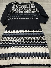 NINE WEST WOMENS BLACK 3/4 SLEEVE EMPIRE-WAIST PATTERN SWEATER DRESS Size 2X