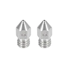 0.6mm 3D Printer Nozzle, Fit for MK8, for 1.75mm Filament Stainless Steel 2pcs