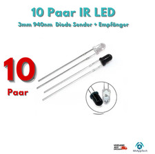 10 Paar IR LED 3mm 940nm Infrarot Emittierende Diode Sender + Empf&auml;nger