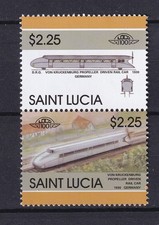 🦬Timbre de Sainte Lucie - Luxe ** - 2,25 $ Trains - 1983🦬
