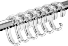 C-Shape Clear Shower Curtain Hooks for Shower Curtain, 12PCS Plastic Smooth