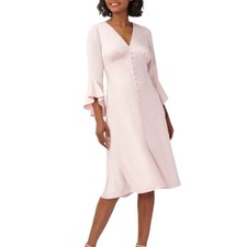 Adrianna Papell Blush Satin Midi Dress – NWT Feel, Extra Button (Read) Size 4