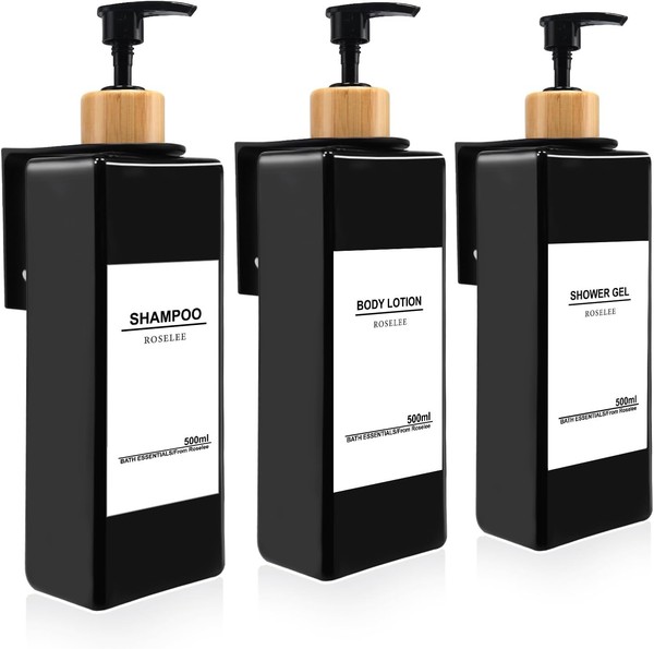 Seifenspender Wandbefestigung Set Schwarz 500Ml Kunststoff Pumpspender FüR-image
