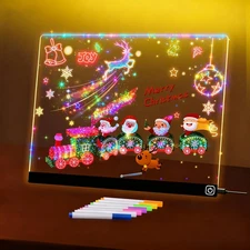 LED Note Board with Colors, 11.8"X9.4" Led Drawing Board Acrylic Dry Erase Board
