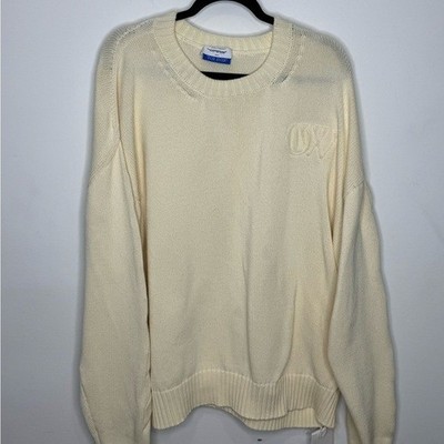 Off-White Crewneck Diagonal Stripe Jumper Beige Men s Size Large