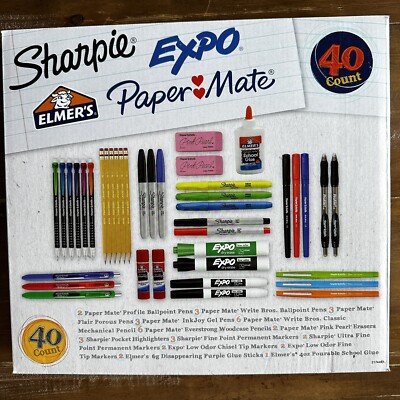 40 Piece Back To School Supplies Bundle Best Brands Sharpie Expo Elmer's Etc NEW