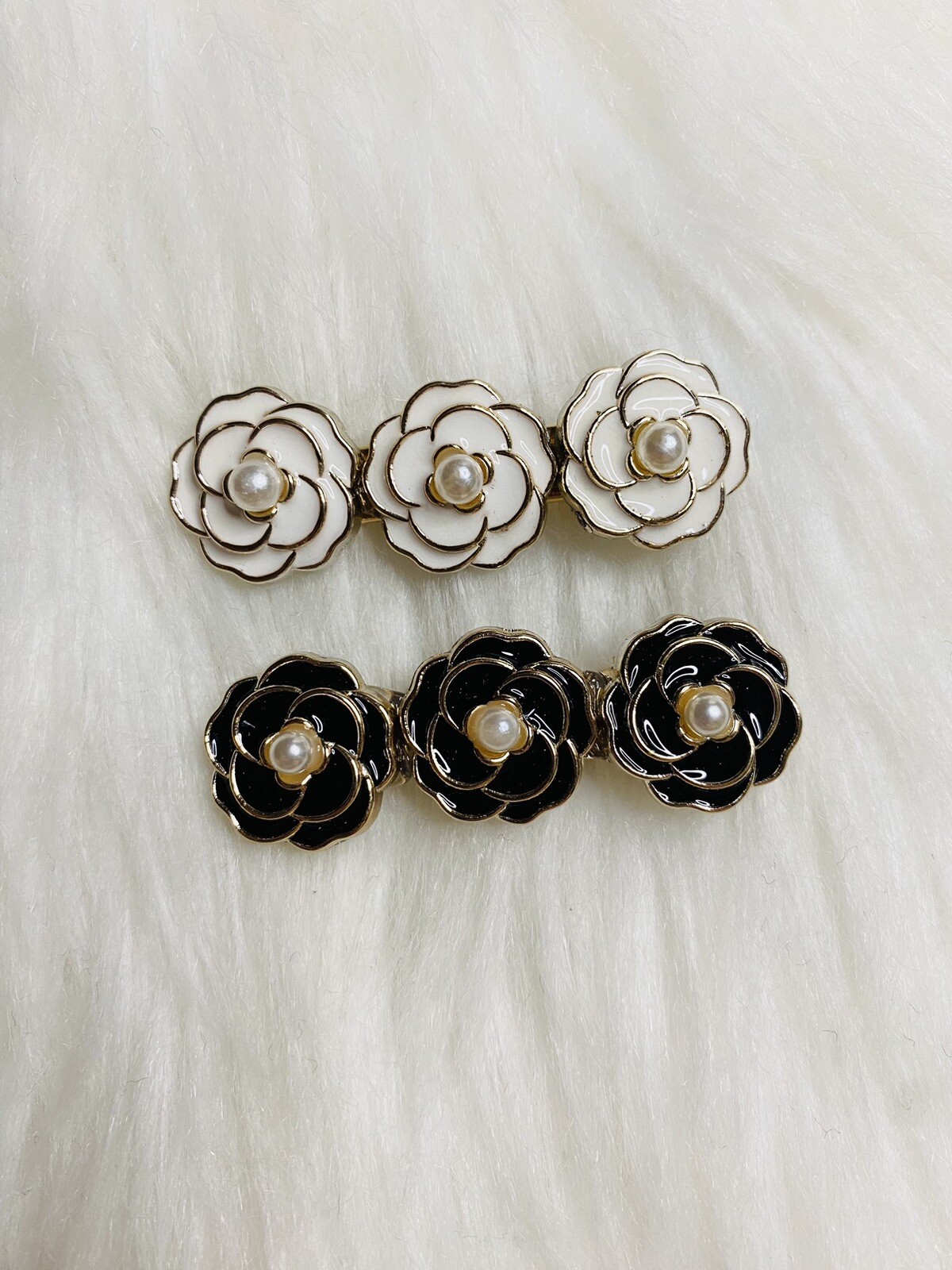 2 camellia flower hair clip white black women fashion accessories new