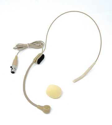 Beige Cardioid Headset Microphone w/ Flexible Wired Boom fits Shure Wireless 