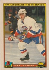 PAT LeFONTAINE: 1990-91 BOWMAN HOCKEY HAT TRICK CARD # 9/22