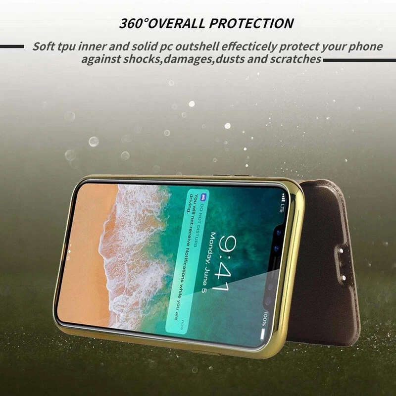 For iPhone 16 15 14 13 12 11 Pro Max 8 Leather Flip Cover Plating Back Slim Case - Image 4 of 4