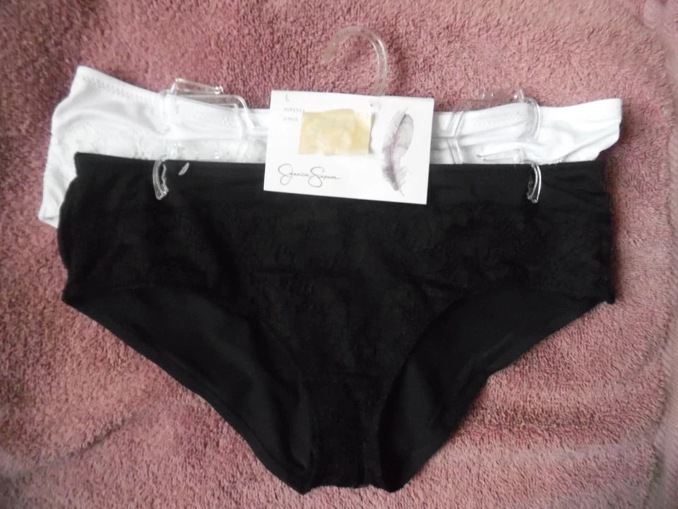DOS BRAGAS HIPSTER DE NYLON SPANDEX JESSICA SIMPSON 1-NEGRO,1-BLANCO GRANDES L Foto 2 de 4