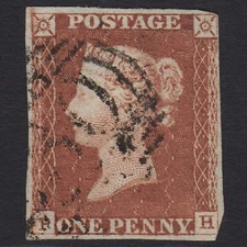K6_15 GB QV 1841 1d RED-BROWN PLATE 62 SG8-B1(1) PH FU NR 4 MARGINS
