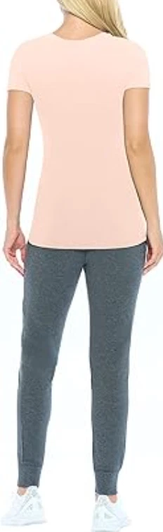 Camiseta para mujer Natural Uniforms manga corta cuello redondo debajo exfoliante, (desnuda, M) Foto 4 de 4