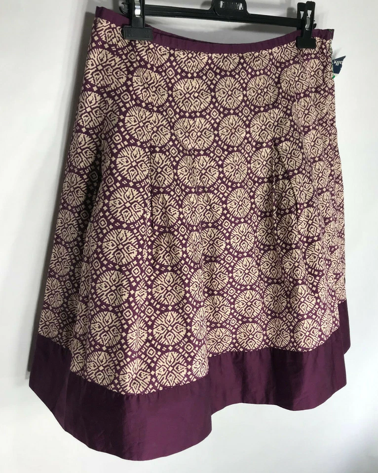 Talbots 裙棉质紫色褶饰喇叭及膝裙,尺寸 14P — 第 4/4 张图片