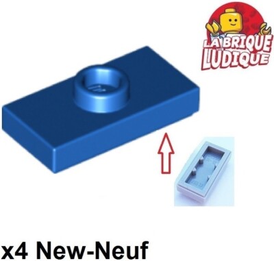 Lego 4x Platte modifiziert 1x2 1 Stud Groove Zapfen Mitte Mitte blau/blue 15573