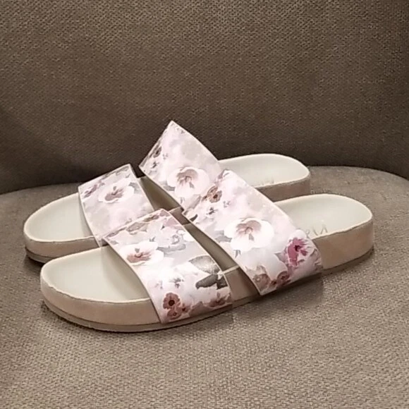 Nanette Lepore for Anthropologie Monica pink floral slides sandals US size 8
