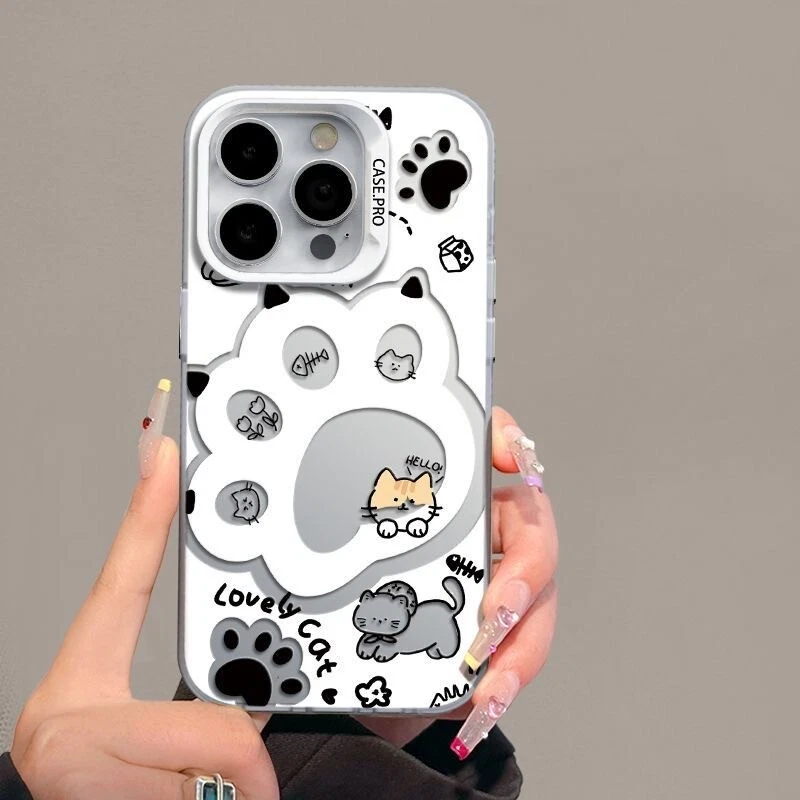 Case For iPhone 15 14 11 12 13 Pro Max XR XS 8 Cute Cat Paw Pattern Phone Cover - Image 3 of 4
