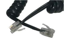LOT OF 5 NEW 7ft PHONE HANDSET COIL CURLY CABLE CORD 4P4C RJ22 Black FAST SHIP