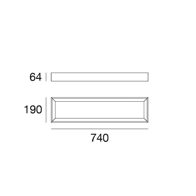 Plafoniera Lampada a Soffitto Parete LINEA LIGHT TARA Rettangolo 74 cm Nero LED, fotografia 5 di 9