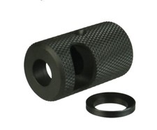 Steel Compact Low Concussion 1/2x36 TPI Muzzle Brake 9mm Knurled Crush Washer