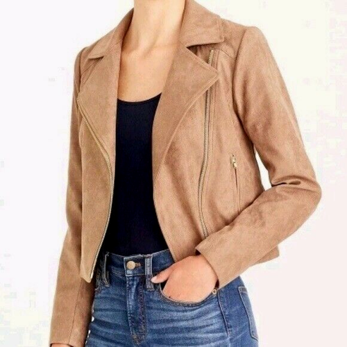 J CREW Faux Suede Moto Jacket NWT! Sz M 