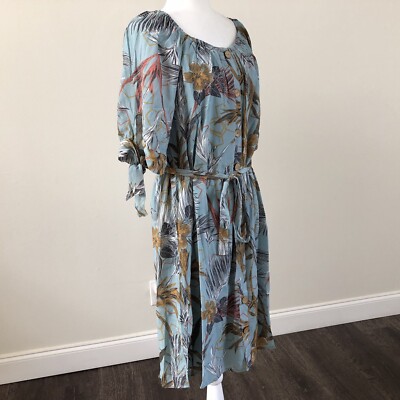 Mile Gabrielle Women s Teal Blue SS Floral Lined Dress Sz 1XL