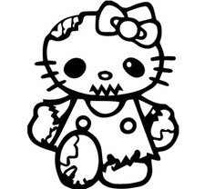 Vinyl Decal- Hello Kitty Zombie Pick Size Color Fits Jeep Car Truck Sticker