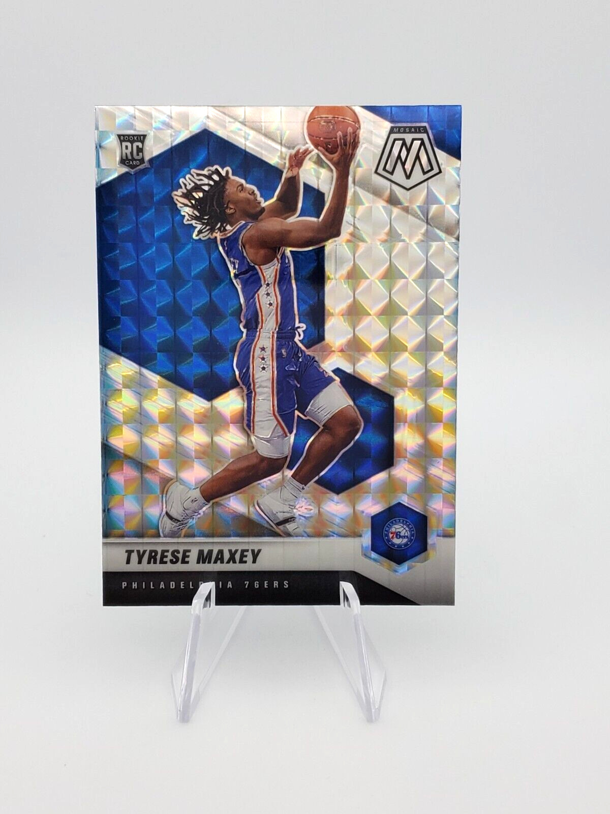 2020-21 Panini Mosaic Silver Prizm #203 Tyrese Maxey RC