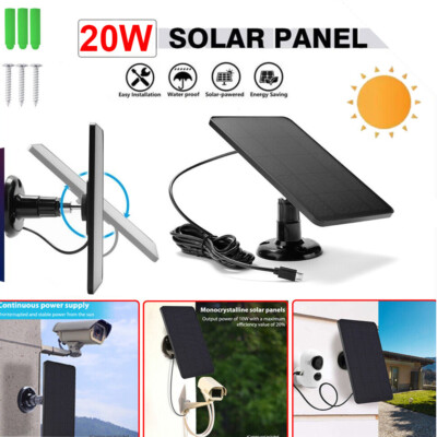 20W Outdoor Solar Panel for USB Power CCTV Camera Security Cam Battery Charger