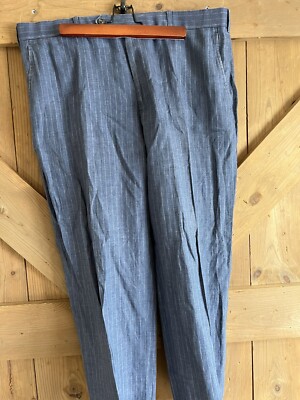 Brooks Brothers Regent Pants 37x27.5 Blue Stripes 100% Wool Flat Front