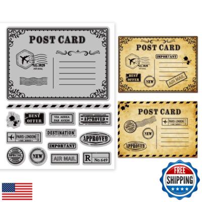 GLOBLELAND Vintage Postcard Cling Rubber Stamp Postage Postmark 7.1x8.7inch C