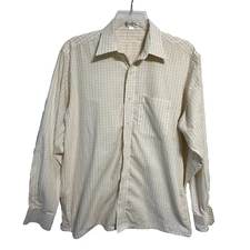 Louis Philippe Dress Shirt Sz 42 Yellow Check Plaid Button Up 100% Combed Cotton