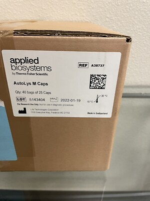 Applied Biosystems AutoLys M Cap Case. 40 Bags Of 25 Caps, Nolato